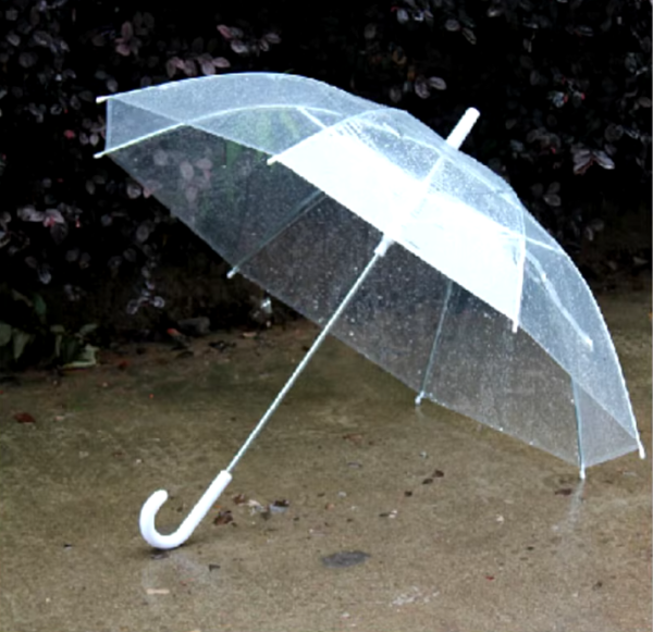 Зонт - трость прозрачный полуавтомат, купол 87 см., 8 спиц